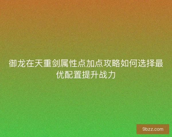 御龙在天重剑属性点加点攻略如何选择最优配置提升战力