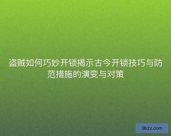 盗贼如何巧妙开锁揭示古今开锁技巧与防范措施的演变与对策